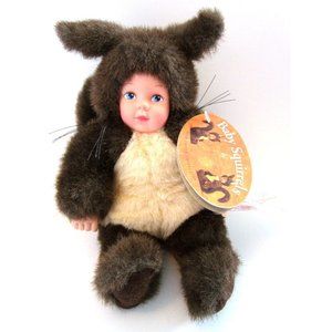 Baby Squirrel by Anne Geddes Bean Filled Coll. 1998 Hard Face & Hands Plush NWT